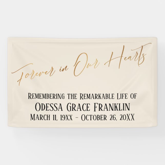 Für immer in unserer Herz Gold Handschrift auf Cre Banner (Horizontal)