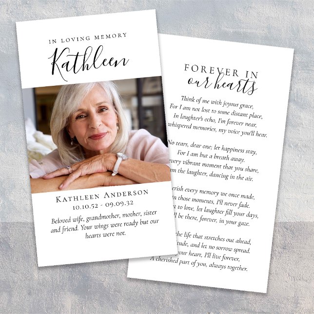 Für immer in unserer Herz-Script-Beerdigungskarte (Von Creator hochgeladen)