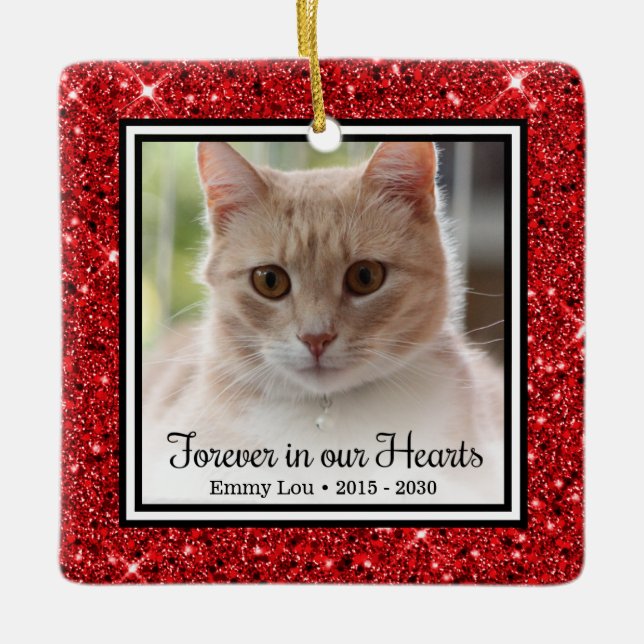 Für immer in unserer Herzkatze Keramikornament (Vorderseite)