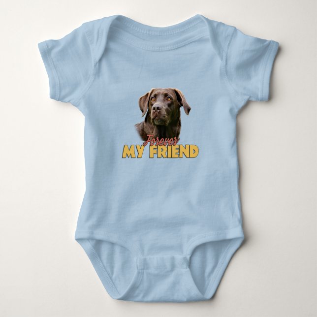 Für immer mein Freund Schokolade Labrador Hund Des Baby Strampler (Vorderseite)