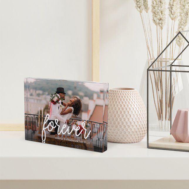 Für immer | Personalisierte Hochzeit oder Jahresta Fotoblock (Von Creator hochgeladen)