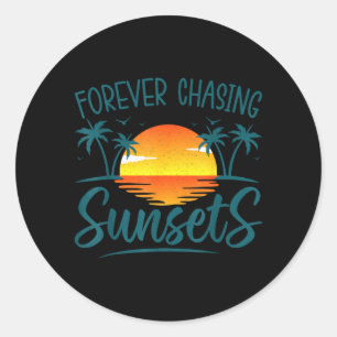 Für immer Sonnenuntergang Sonnenschein Sommer Stra Runder Aufkleber