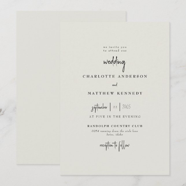 Für immer treue Creme keine Eltern Hochzeit Einladung (Vorne/Hinten)