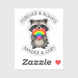 Für immer und immer Personalisiert | LGBTQ Raccoon Aufkleber