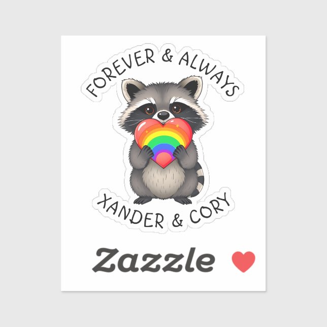 Für immer und immer Personalisiert | LGBTQ Raccoon Aufkleber (Blatt)
