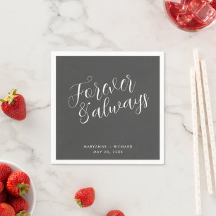 Für immer und immer Script Gray Wedding Napkins Serviette