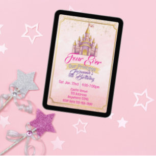 Für immer unsere Prinzessin lila goldene Burg Gebu Einladung