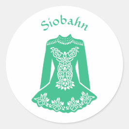 Für Irish Dancers Green Dancing Dress Personalisie Runder Aufkleber