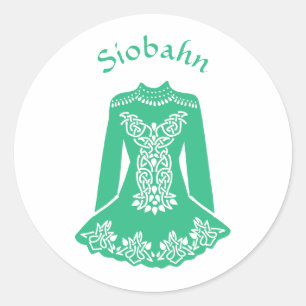 Für Irish Dancers Green Dancing Dress Personalisie Runder Aufkleber