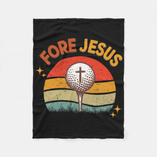 Für Jesus Christlicher Golfball-Tee Retro-Golfer 7 Fleecedecke