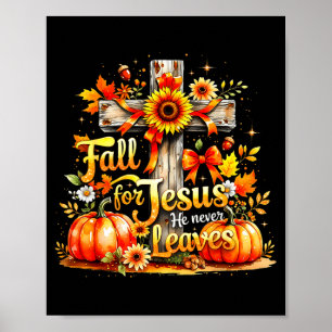 Für Jesus fallen christlicher Kürbis Herbstkreuz  Poster