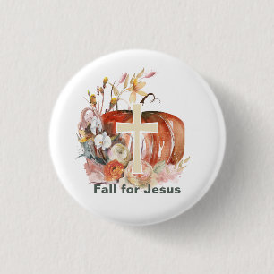 Für Jesus Kürbis & Kreuz fallen Button