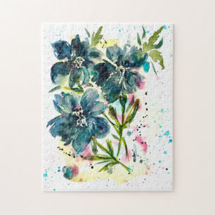 Für Joy Watercolor Blue Floral Art werben