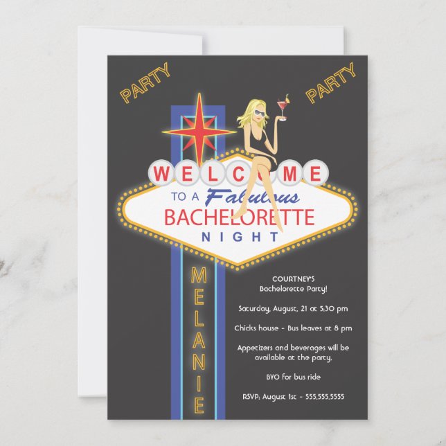 für Kacey_Girls Night Out Bachelorette Einladung (Vorderseite)