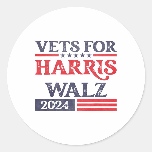 Für Kamala Harris Tim Walz Veteranen für Harris Runder Aufkleber (Vorderseite)