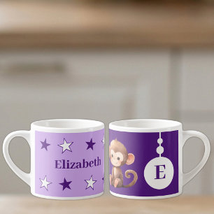 Für Kinder Affe Name lila Espressotasse