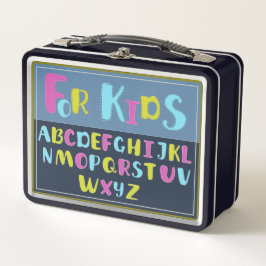 Für Kinder Alphabet auf Blauem Hintergrund Meerest Metall Brotdose