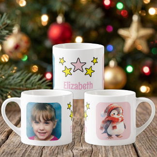 Für Kinder Foto Name Pinguin Weihnachten Rosa Espressotasse