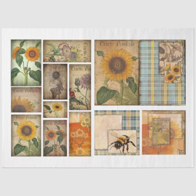 Für Künstler Crafters Sunflower Ephemera Seidenpapier (Vorderseite)