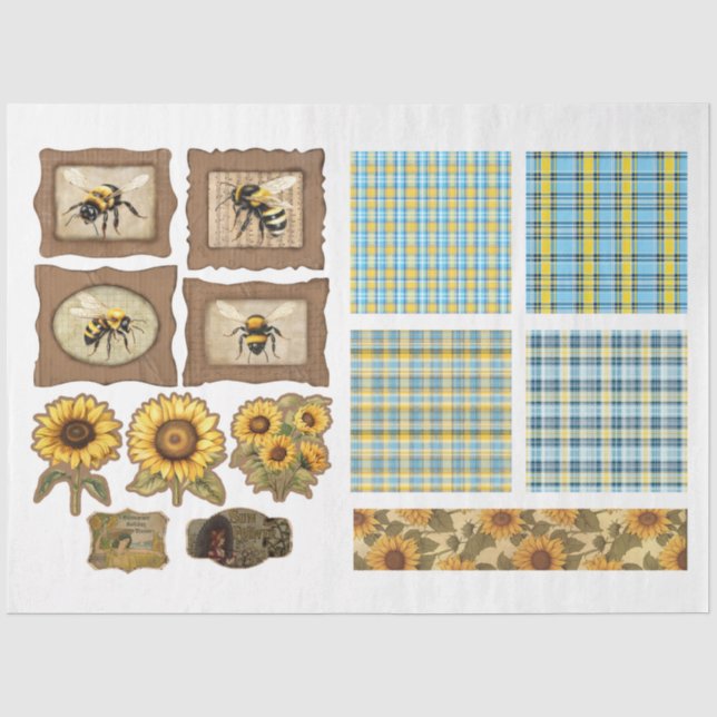 Für Künstler Crafters Sunflower Ephemera Seidenpapier (Vorderseite)