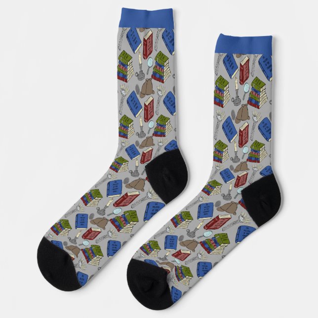 Für Leser Mystery Novels Bücher Gemustert Socken (Linkes Detail)
