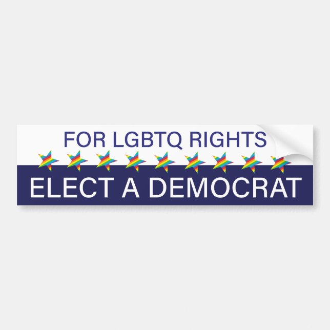 Für LGBTQ-Rechte; wählen Sie einen Demokraten Autoaufkleber (Vorne)