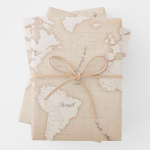 Für Liebhaber von Weltkarten, Laminatpapieren Geschenkpapier Set