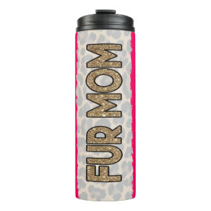 Fur Mama Cat Dog Gold Glitzer Thermosbecher