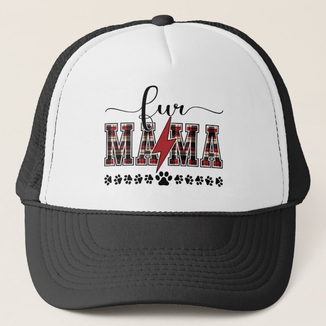 Fur Mama Kariert Trucker Hat Truckerkappe (Vorderseite)