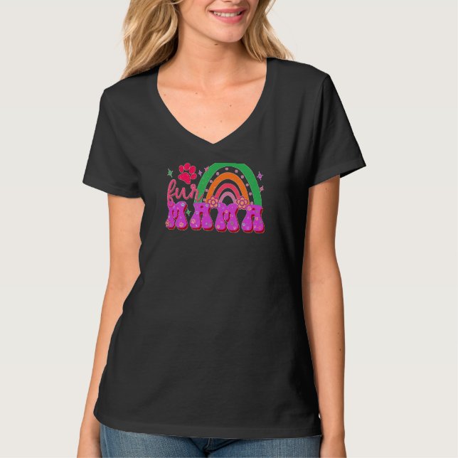 Fur Mama Pet Parent Dog Paw Print T-Shirt (Vorderseite)
