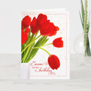 für Mama rote Tulpen mit weißem botanischen Geburt Karte