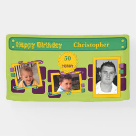 Für Männer 50. hinzufügen Fotos Namen grünes Party Banner