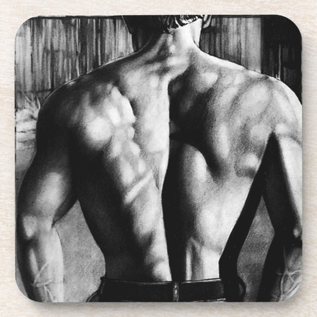Für Männer Elegante Maskuline Art Bodybuilder Getränkeuntersetzer (Vorderseite)