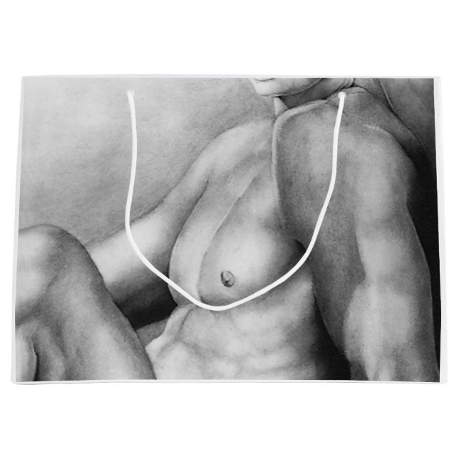 Für Männer: Nude-Male Bodybuilder Art Elegante Große Geschenktüte (Vorderseite)