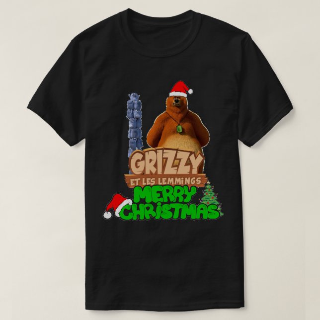 Für Männer Weihnachtsfrauen Grizzy und die Lemming T-Shirt (Design vorne)