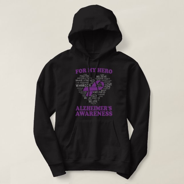 Für mein Held Alzheimer's Awareness Ribbon Herz Hoodie (Design vorne)