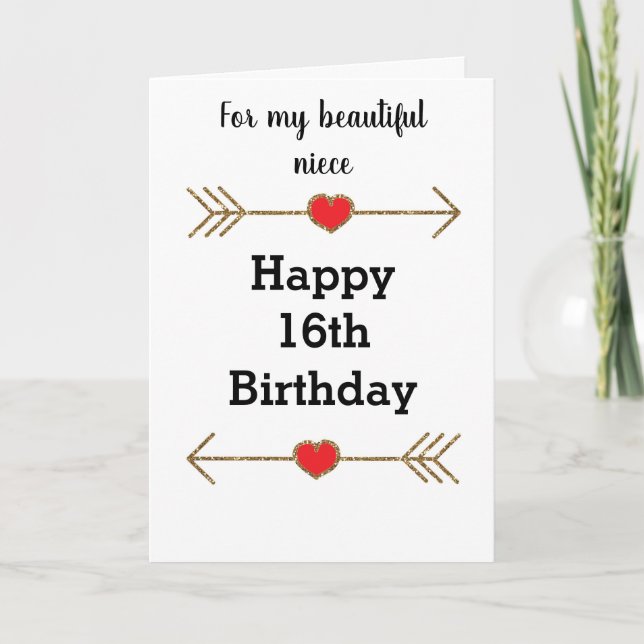 Für meine Nichte 16. Geburtstag Karte (Vorderseite)