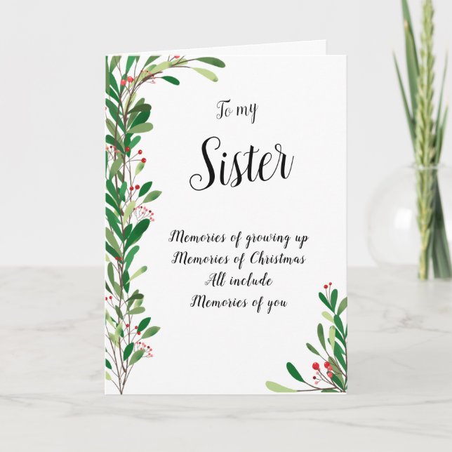 Für meine Schwester Schöne Berry Botanische Weihna Karte (Vorderseite)