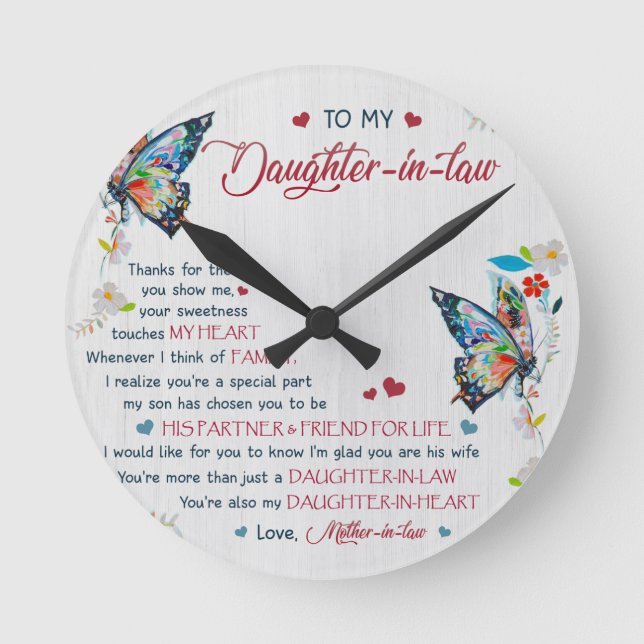 Für meine Schwiegertochter Runde Wanduhr (Vorderseite)
