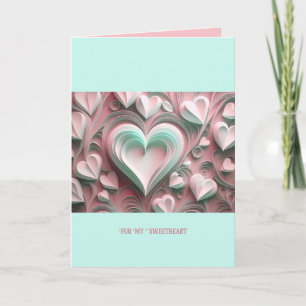 Für meine Sweetheart Custom Text Paper Hearts 12x1 Karte