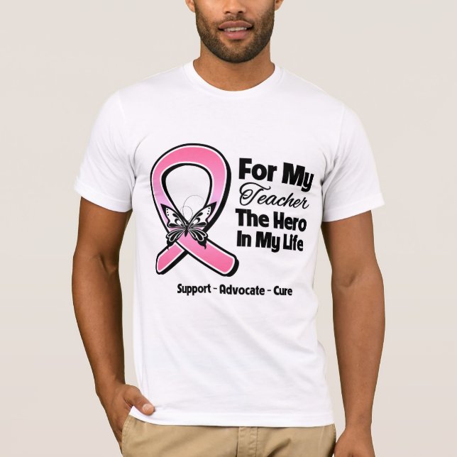Für meinen Helden, meinen Lehrer, Brustkrebs T-Shirt (Vorderseite)