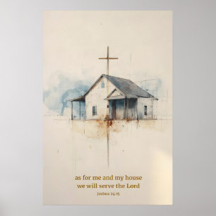 Für mich und mein Haus Wandkunst Josua 24:15 Poster