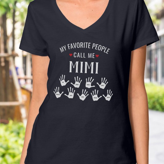 Für Mimi mit Grandkids Namen Personalisiert T-Shirt (Von Creator hochgeladen)