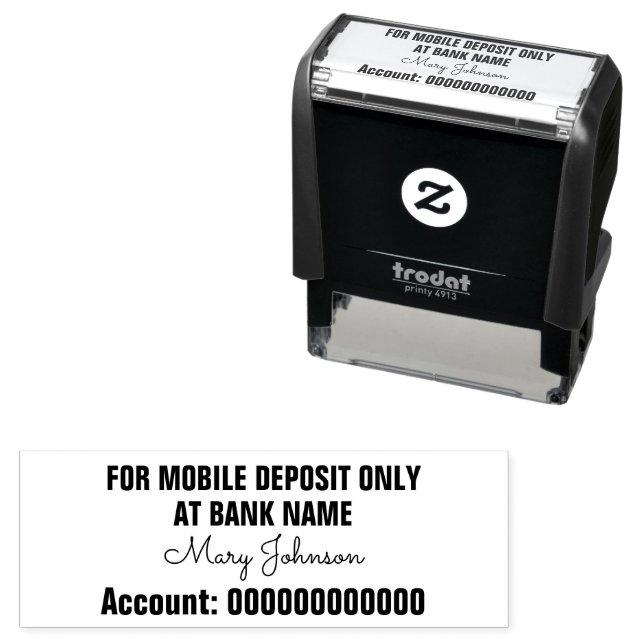 Für mobile Einlagen nur Signature Bank Name Act. Permastempel (Beispiel)
