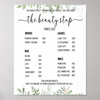 Für Nail Salon Preisliste Poster