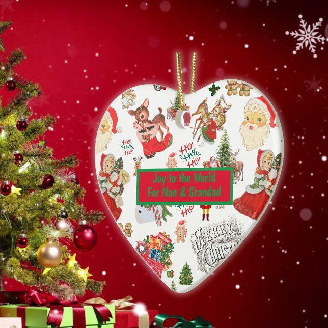 Für Nan & Grandad Vintage Weihnachtsmonogramm | Keramik Ornament (Von Creator hochgeladen)