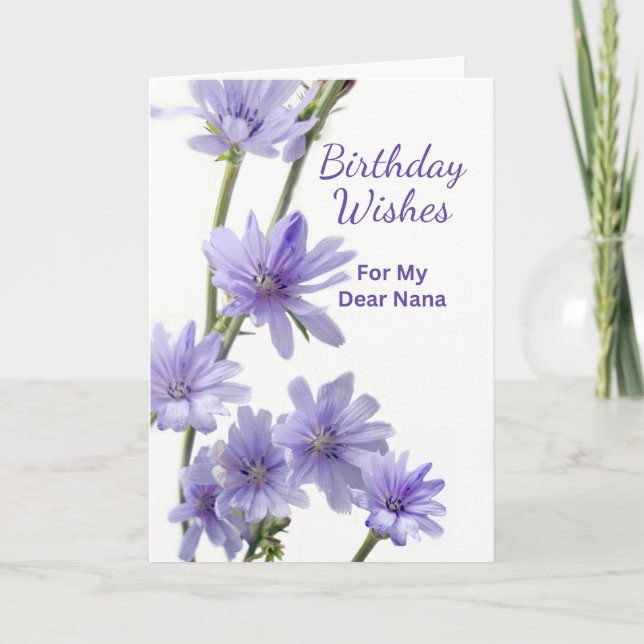 Für Nana Birthday Violet Chicory Blume Karte (Vorderseite)