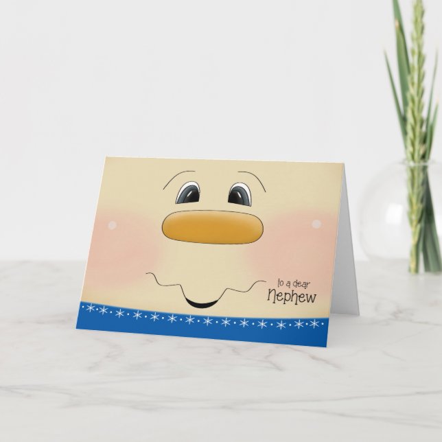 Für Nephew Weihnachten glückliche Snowman-Gesicht (Vorderseite)