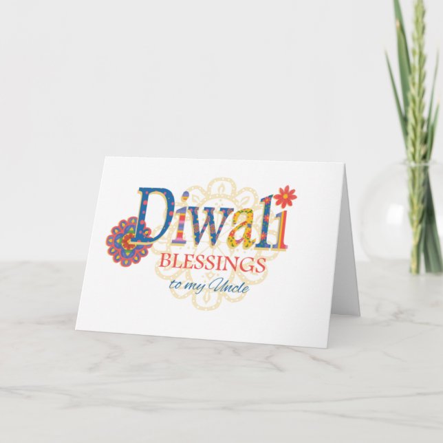 Für Onkel Diwali Segen mit Rangolis-Karte Karte (Vorderseite)