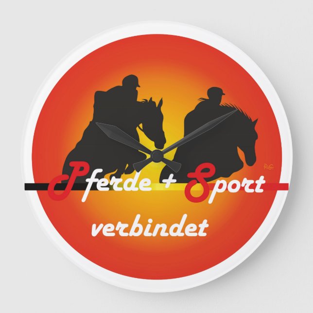 Für Pferde und Pferdesport Liebhaber Große Wanduhr (Vorderseite)
